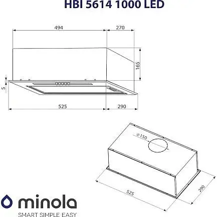 Витяжка вбудована Minola HBI 5614 BL 1000 LED - фото 2