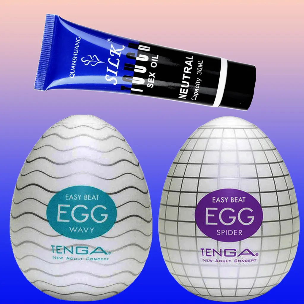 Набір чоловічих мастурбаторів Tenga EGG яйця з різними рельєфами 2 шт. + лубрикант - фото 2