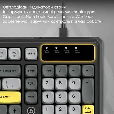 Клавіатура Ajazz AF98 USB UA Black/Grey/Yellow (AF98-BGY) - фото 10