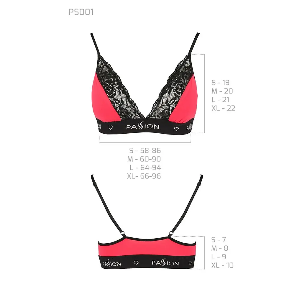Еластичний топ з мереживом Passion PS001 TOP S, red-black - фото 5
