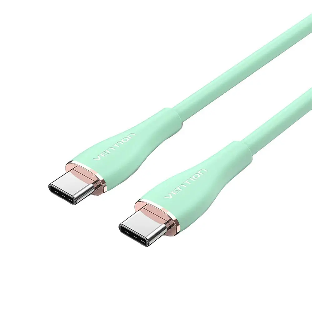 Кабель Vention USB 2.0 C Male to C Male 5A Cable 1 м зелений Silicone Type (TAWGF) - фото 2