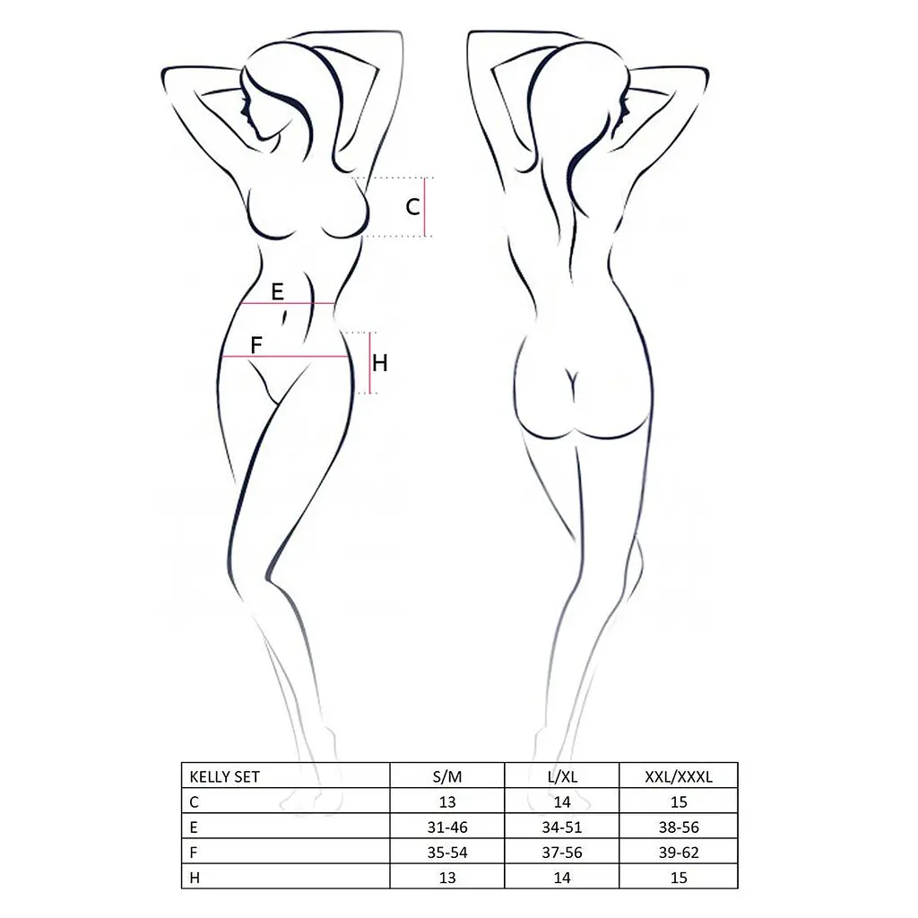 Комплект белья Passion KELLY Set black L/XL - фото 3