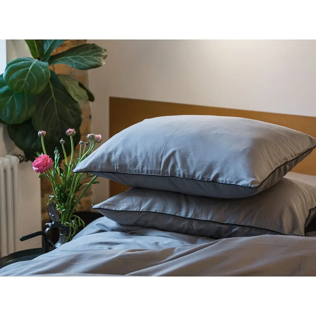 Комплект постельного белья Ecotton Premium Natural Grey евро сатин вышивка с кантом серый (25091) - фото 5