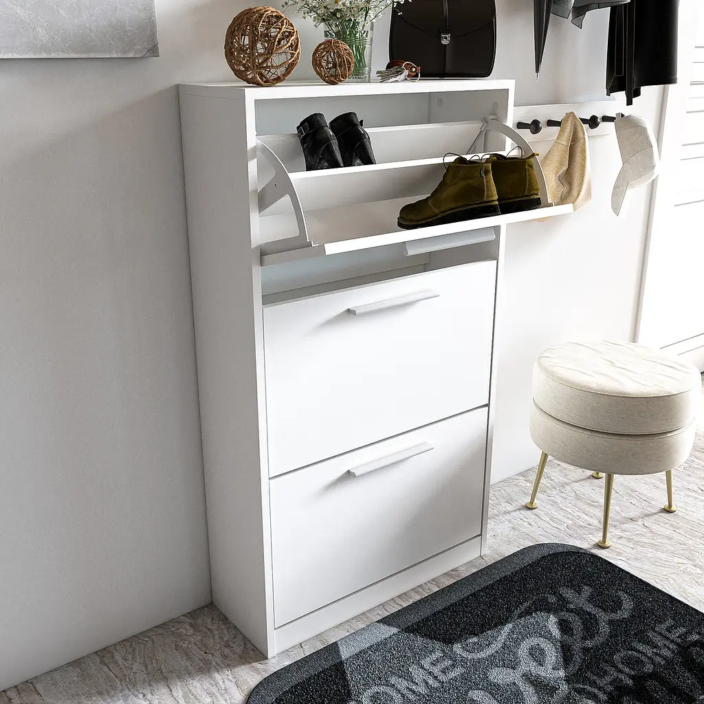 Полиця для взуття Flamecame підлогова на 3 шухляди з ДСП з ручками в стилі лофт II FST-21 - фото 3