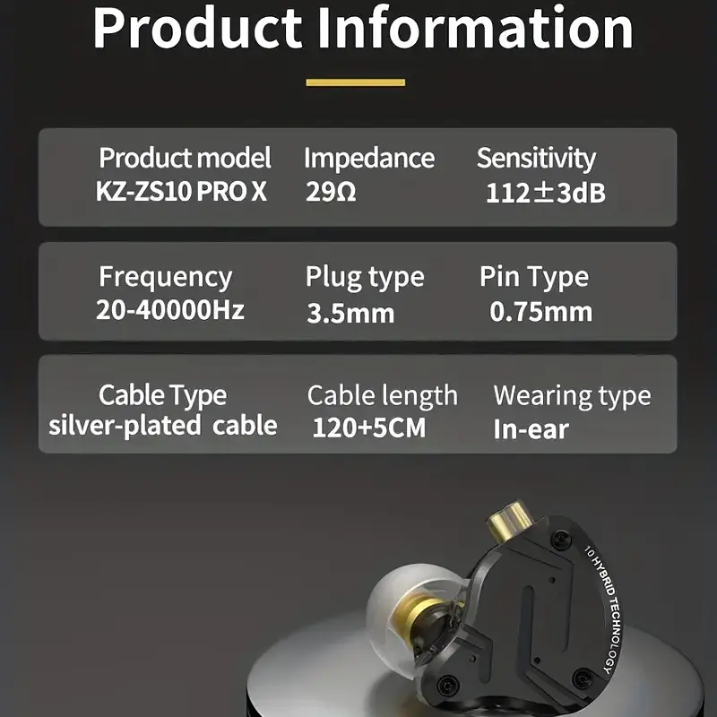 Проводные вакуумные наушники KZ ZS10 PRO X / Black - фото 7
