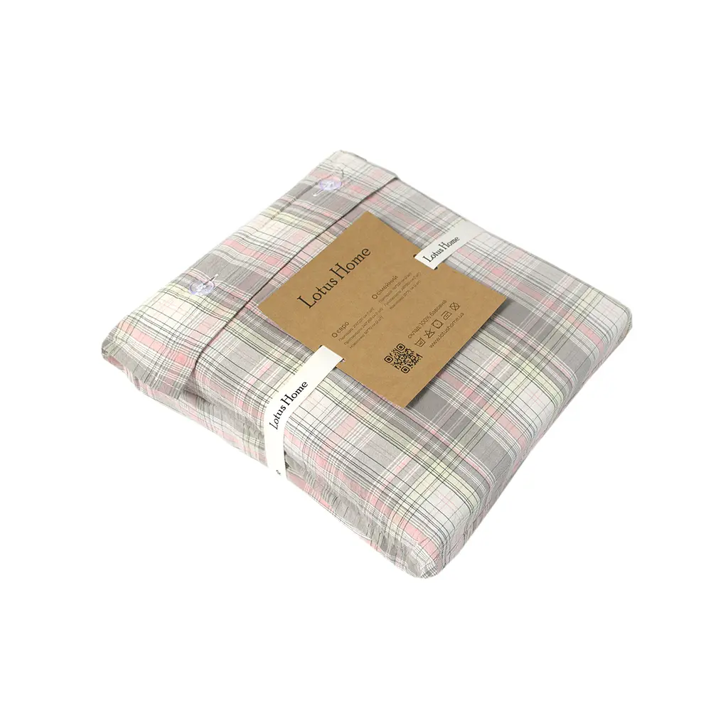 Постельное белье Lotus Home - Checked Madras серый семейный - фото 2