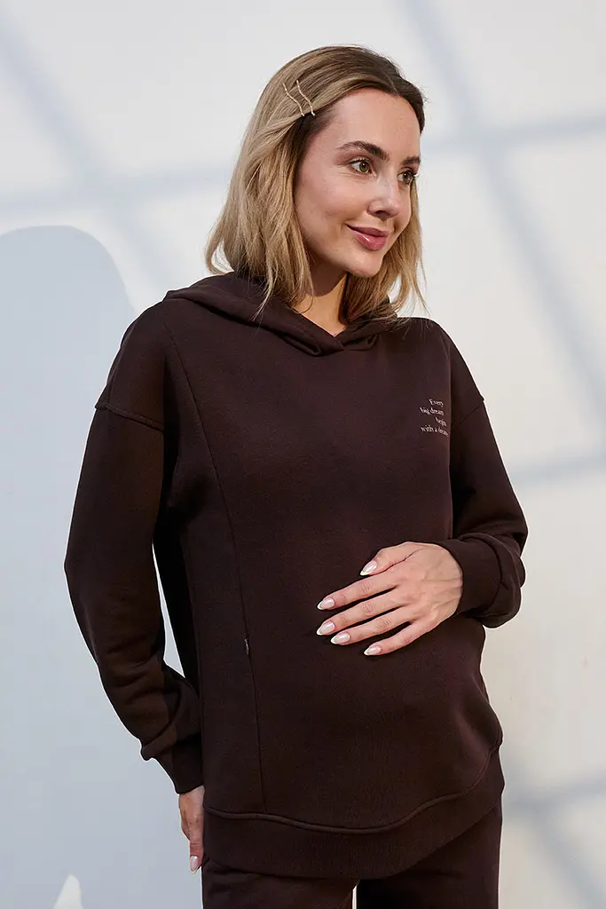 Худі для вагітних і годування груддю із щільного трикотажу Blake XL (50) Юла мама шоколад - фото 4