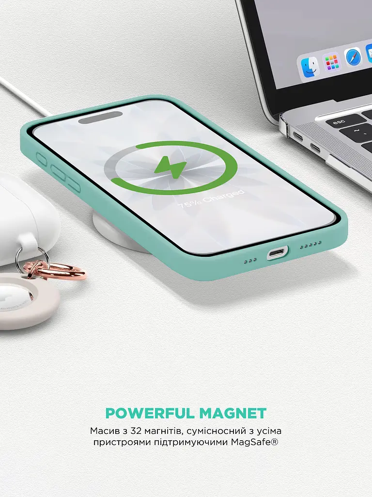Силиконовый чехол с MagSafe для Apple iPhone 17, ICON2 MagCase, бирюзовый, противоударный, панель с мягкой подкладкой, защита всего корпуса, поддержка беспроводной зарядки, совместим с защитными стеклами и пленками, ArmorStandart (ARM86670) - фото 8