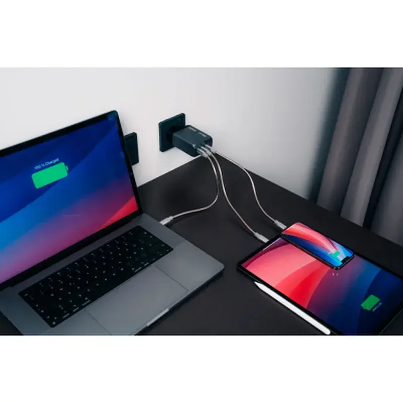 Зарядний пристрій Verbatim GaN 200 W 4 ports (2xUSB-C-100 W,USB-C-65 W /USB-A -3.0) (32204) - фото 7