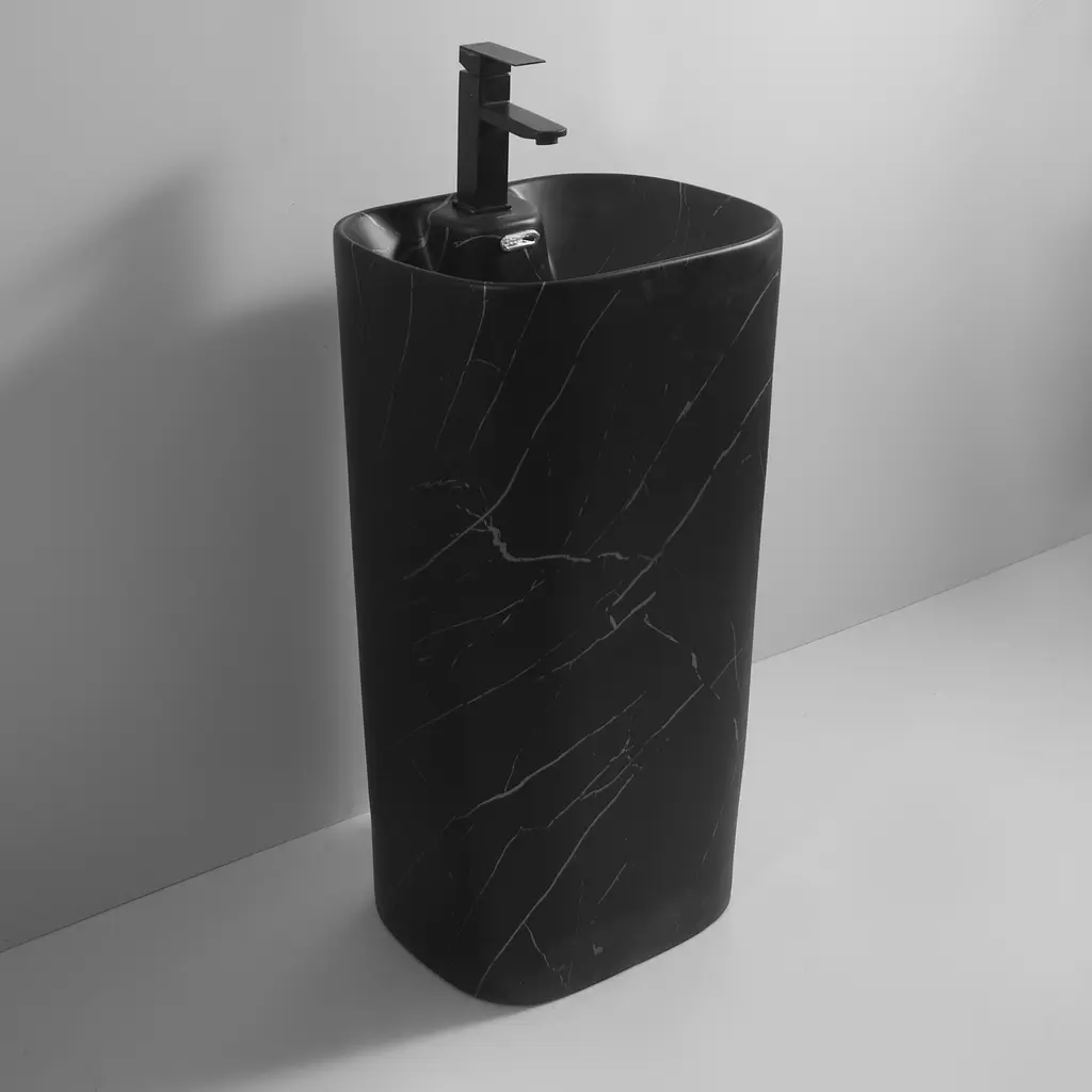 Умивальник підлоговий Mixxus Premium Diverse-1102 marble 460x380x840 мм з отвором під змішувач MP6576, Мармур - фото 2