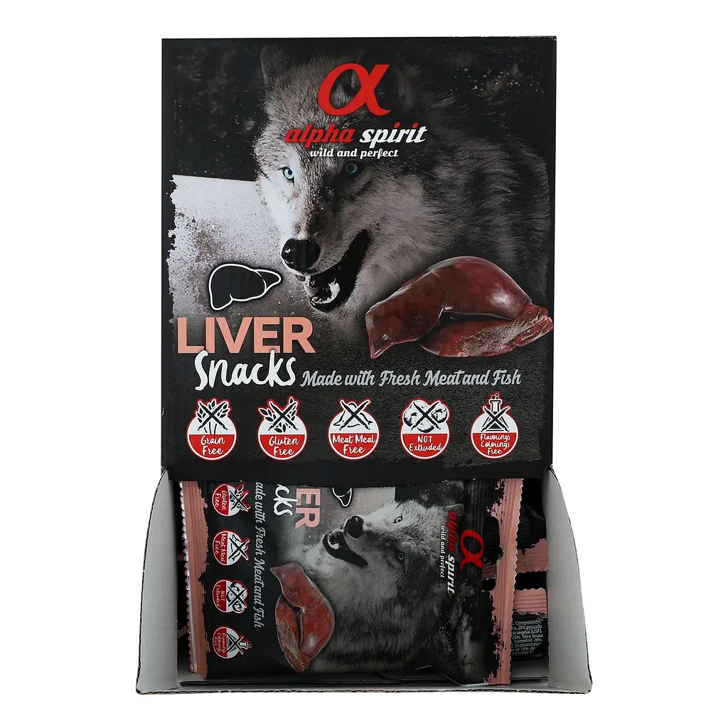 Полувлажное лакомство для собак Alpha Spirit Snacks Liver, кубики с печенью, 50 г - фото 3