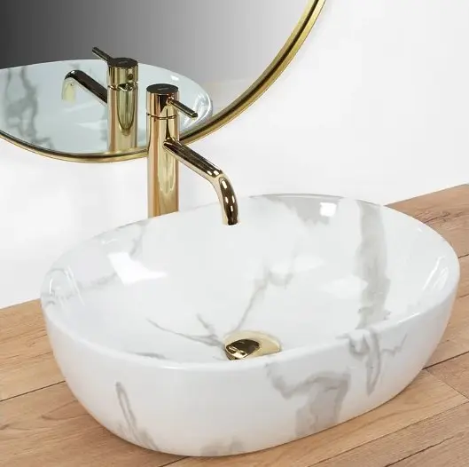 Умивальник Rea Amelia 34,5x48 marble shiny (REA-U8001) - фото 2