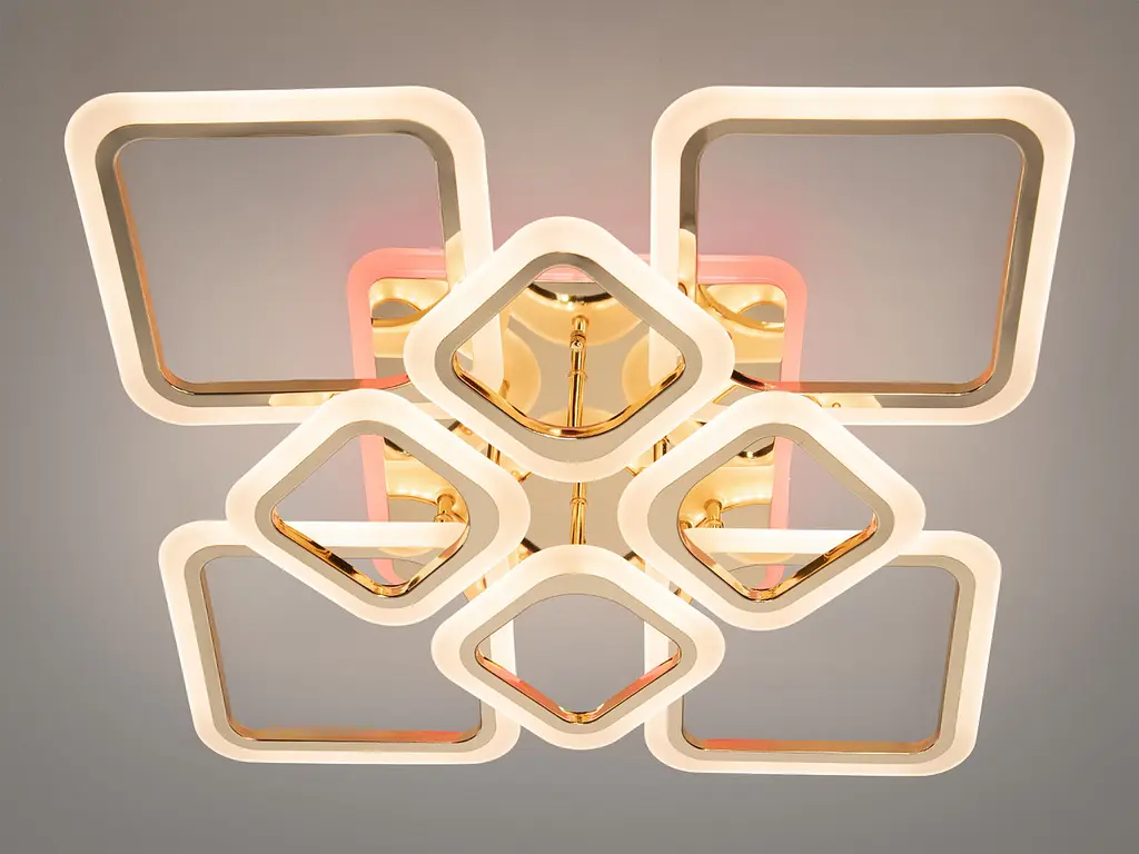 Люстра стельова LED Diasha HA8060/4+4G, 115W, 3200K-6500K, золото, сучасний стиль з пультом управління - фото 2