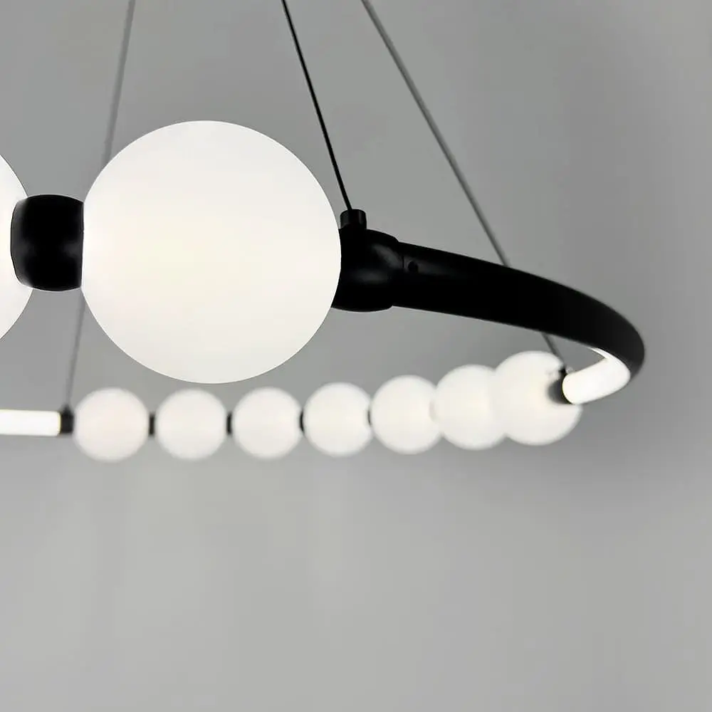 Черная люстра Nordic Pearl с плафонами жемчужинами Ø 80 см | Line F | Ст. SG33-800 BK - фото 5