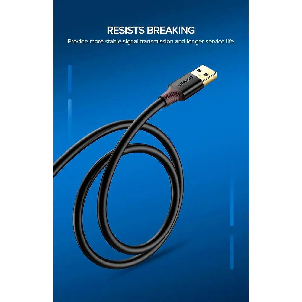 Подовжувач ugreen US129 USB 3.0 Extension Male Cable 2m (Чорний) (UGR-10373) - фото 3