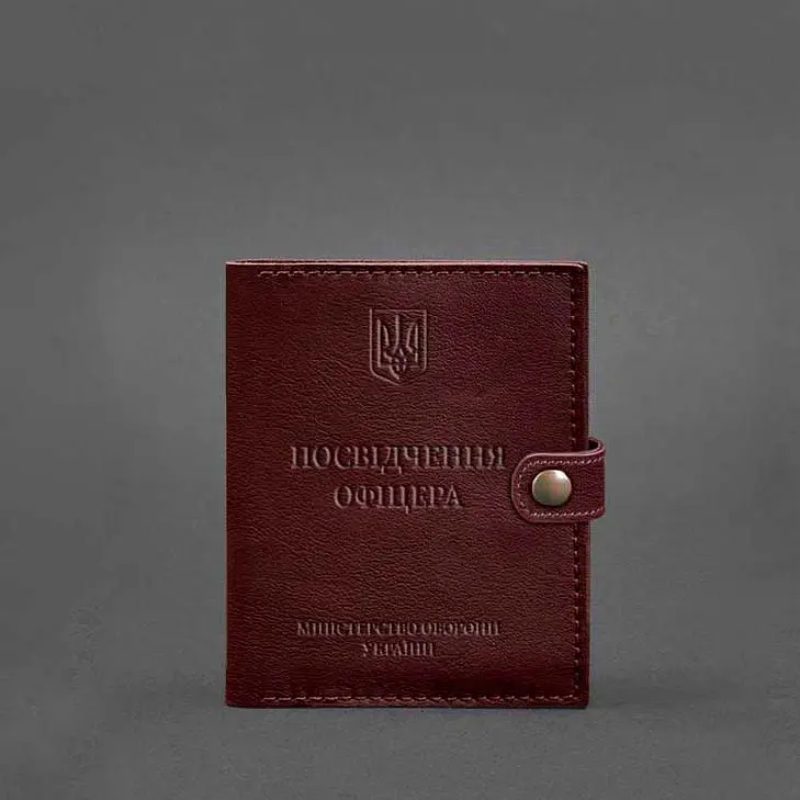 Шкіряна обкладинка-портмоне для посвідчення офіцера 11.0 бордова - фото 6
