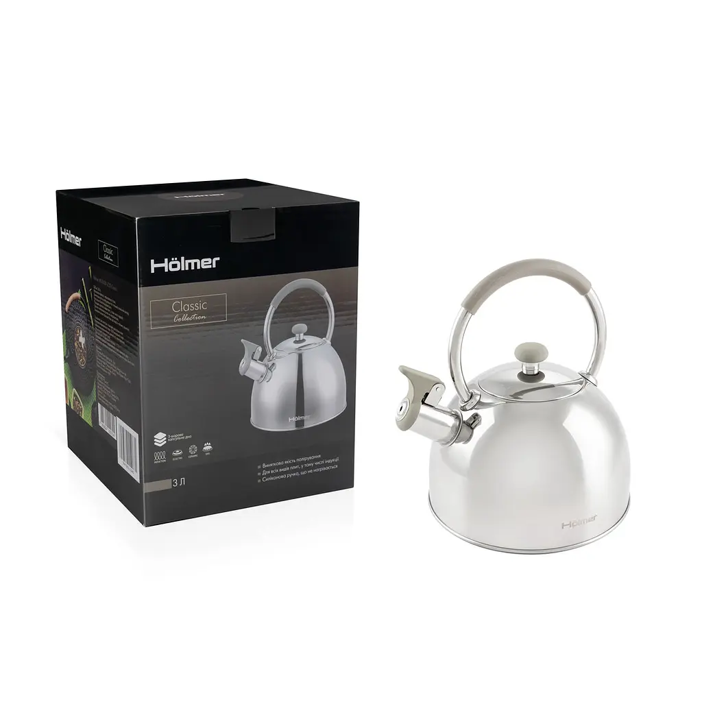 Чайник Holmer зі свистком, 3 л, сріблястий (WK-0430-SCSS Classic) - фото 10