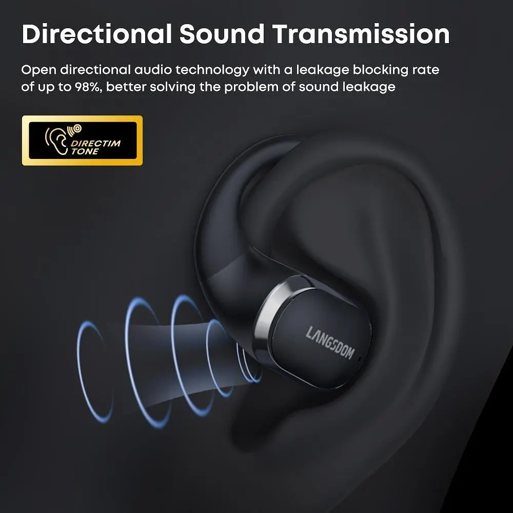 Навушники Langsdom кісткові бездротові TE-08 Max з кріпленням за вухо Bluetooth 5.4 та шумоподавленням до 50 годин роботи Бежевий - фото 9