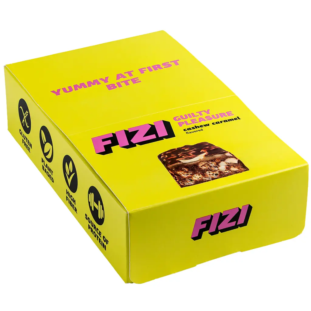 Батончик шоколадний Fizi Guilty Pleasure Cashew Caramel 40 г х 10 шт. шоу-бокс - фото 7