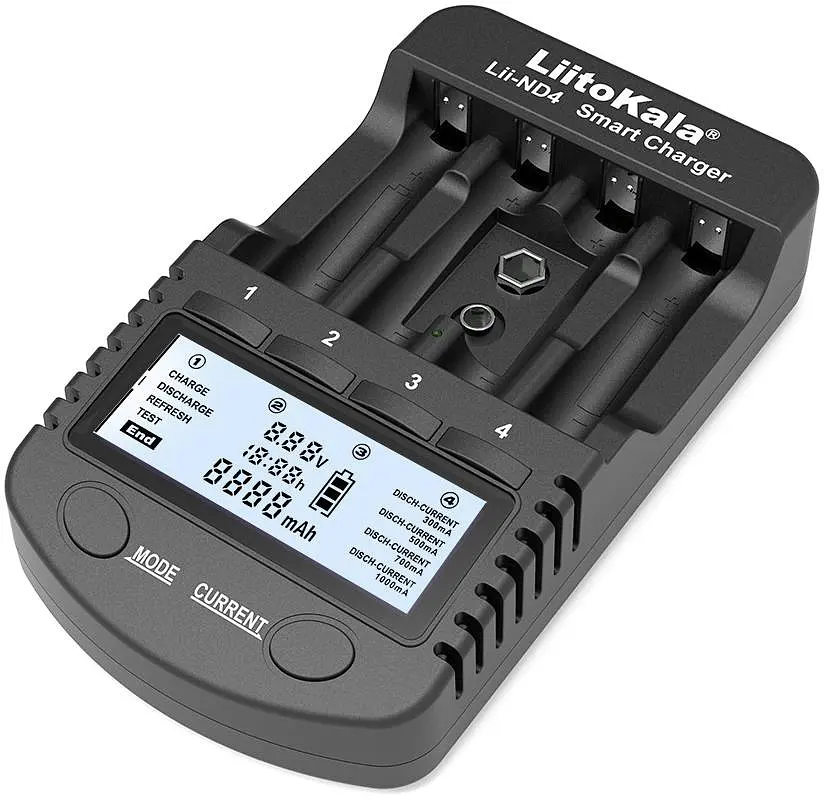 Зарядний пристрій LiitoKala Lii-ND4, 4x(NiMH/NiCd) + 1*9V(крона), discharge function, display - фото 2