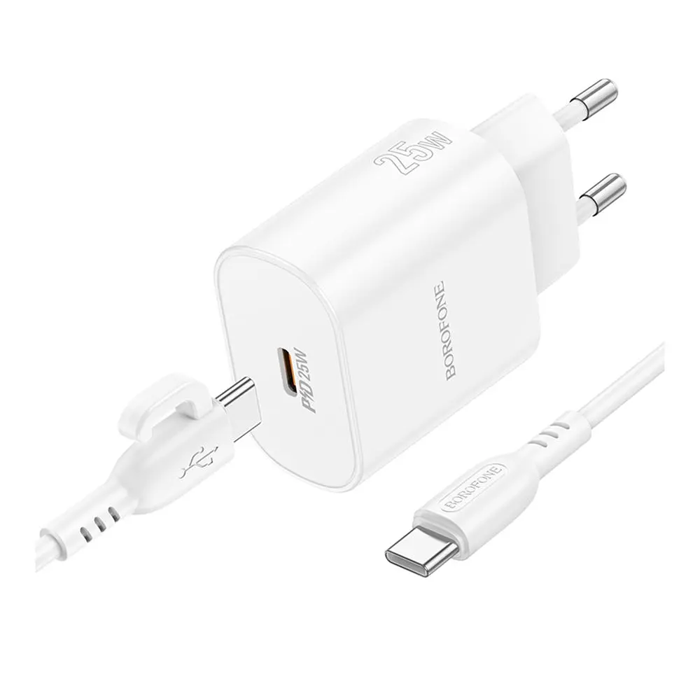 Зарядний комплект Borofone BA82A 1USB-C PPS/PD 25W QC3.0 Type-C to Type-C 1 м White (34484_3341413) - фото 3