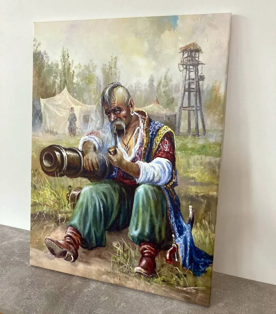 Інтер'єрна картина Старий козак, Україна, історія, інтер'єрний декор, 85×60 см (id2433) - фото 4