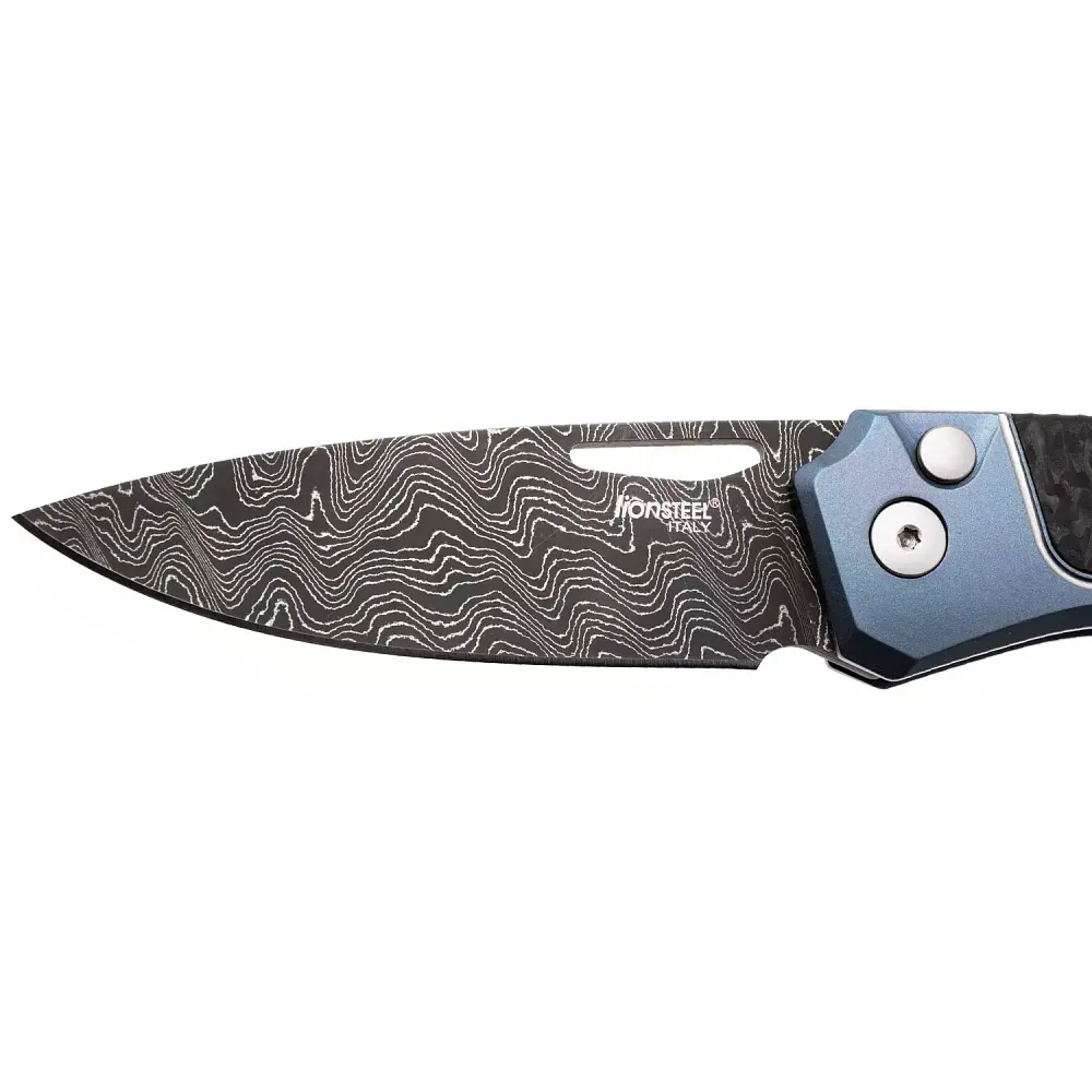 Ніж Lionsteel Twain Damascus Titanium Carbon Fiber Blue - фото 3