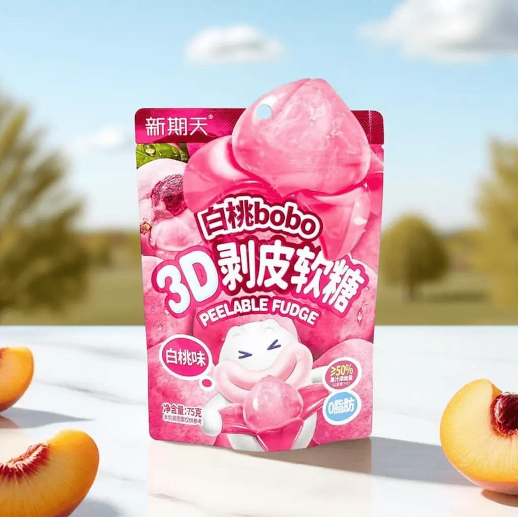 Жувальні цукерки 3D Bobo Peelable Fudge White Peach 75г - фото 2
