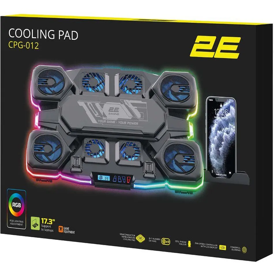 Охлаждающая подставка для ноутбука до 17,3 дюйма 2E GAMING CPG12 8xfans - фото 13