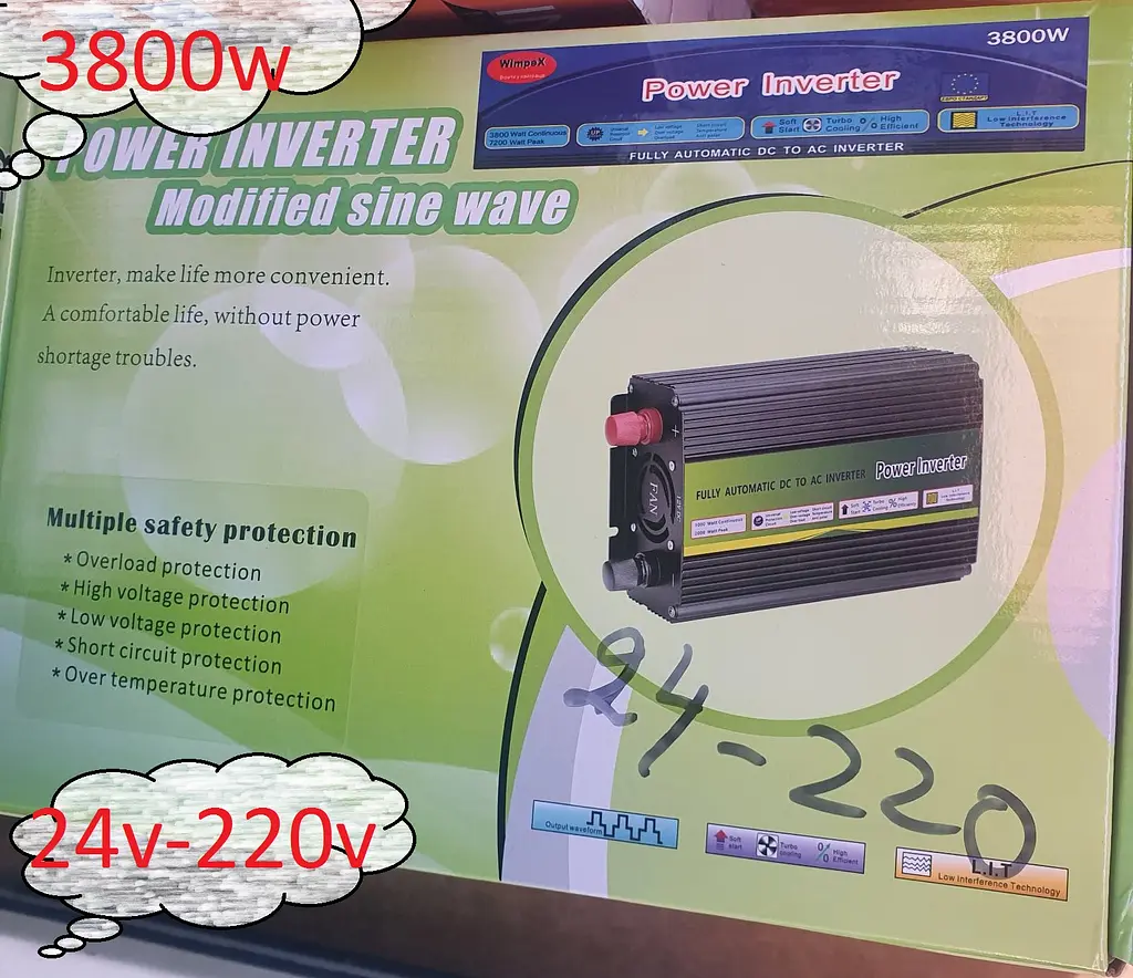 Автоінвертор 24 V-220 V перетворювач напруги WimpeX 24 V-220 V 3800 W - фото 7