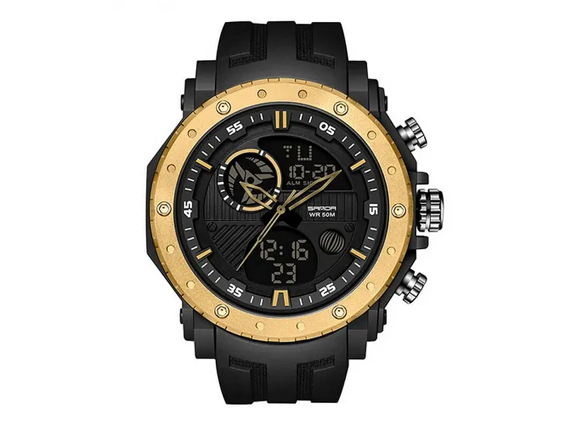 Наручные часы мужские 6012 Black-Gold Sanda acs0030972 - фото 2