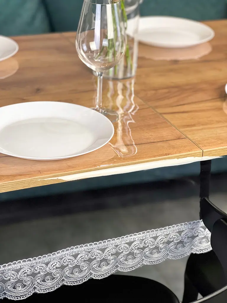 Силіконова скатертина з сірим мереживом Арка 7 см 220х160 см - фото 8