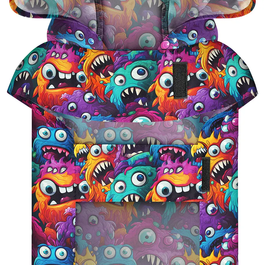 Дождевик-накидка с капюшоном для собак Collar Waudog Clothes, рисунок "Зубастые монстры", M, А 40-43 см, B 52-62 см, С 33-42 см - фото 4