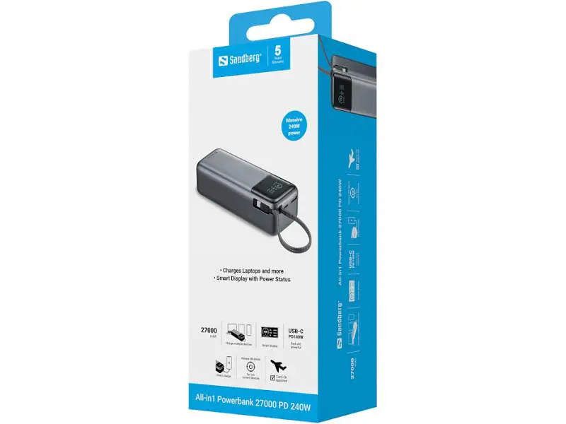 Зовнішній акумулятор (Power Bank) Sandberg 27000mAh 240W (421-31) - фото 6