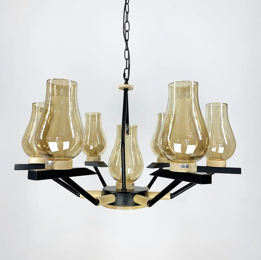 Подвесная люстра с деревянной фурнитурой Line.F ZL 467/6+1 - фото 3