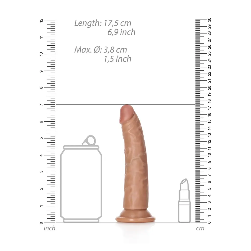 Фалоімітатор RealRock Slim Realistic 6", 17.5 см (коричневый) - фото 4