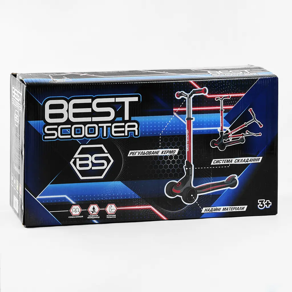 Самокат Best Scooter 69х19х38 см Черно-голубой 000231628 - фото 6