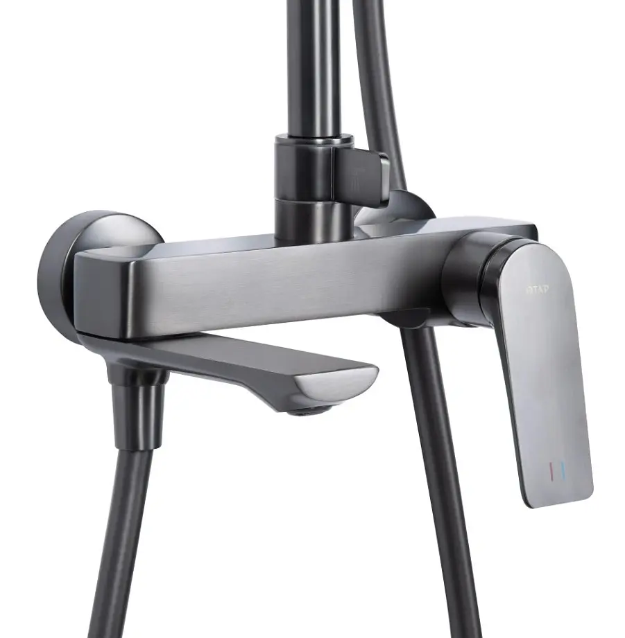 Душова система універсальна Qtap Vlasta New Gunmetal Black PVD з виливом QTVLA111GMB45651 - фото 2