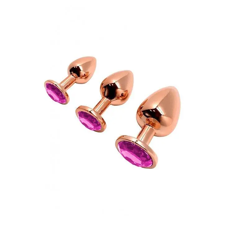 Металева анальна пробка Wooomy Tralalo Rose Gold Metal Plug Magenta S, діаметр 2,8 см, довжина 7 см - фото 4