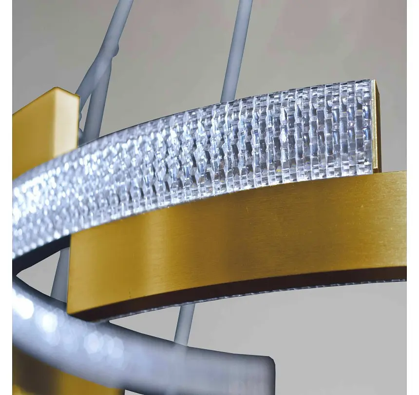 Двоярусна золота LED люстра з кільцями та прозорими вставками Artlight 3684/85+65GD - фото 3