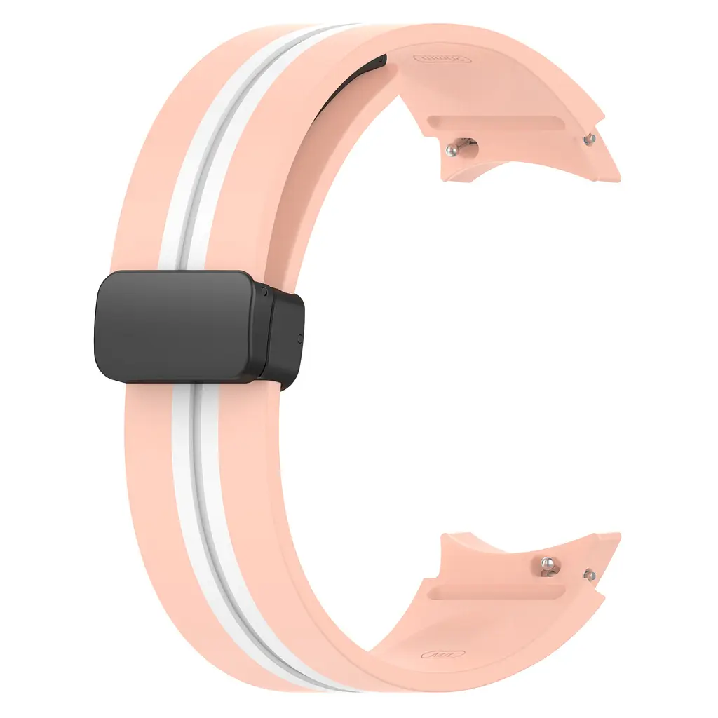 Ремінець для Samsung Galaxy Watch 5 44mm - рожево-білий ширина кріплення 20мм силікон Watchbands Cls-line-black (W35-9WB91937766) - фото 3
