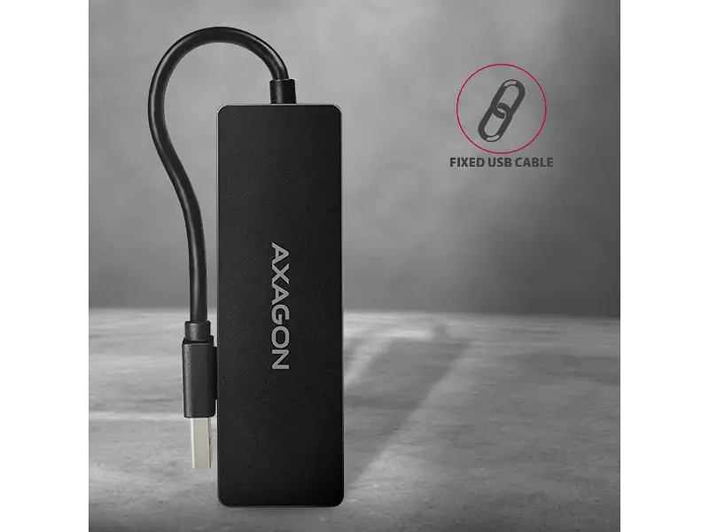 Мультипортовий адаптер AXAGON SuperSpeed Slim USB-A Black (HUE-G1A) - фото 5