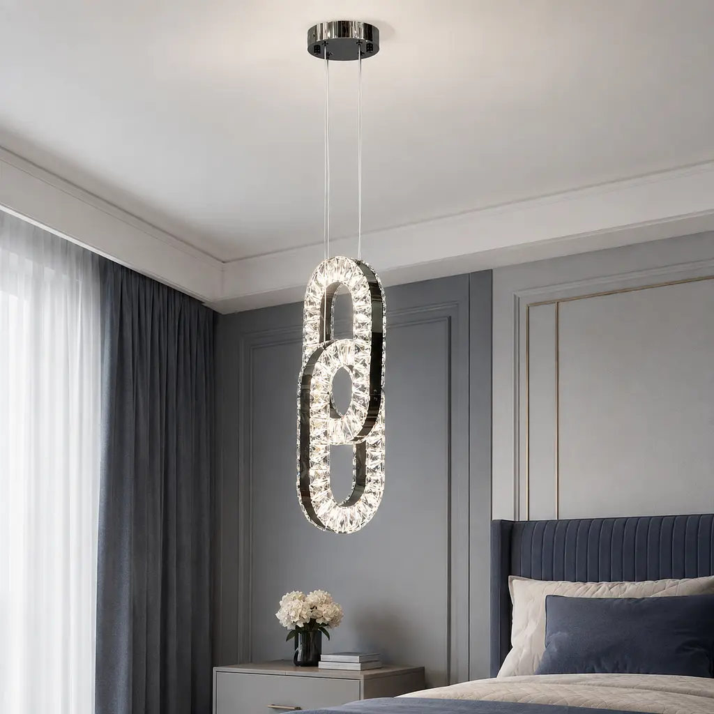 Підвісна LED-люстра Artlight 7709/2A-BK із трьома переплетеними кришталевими контурами в темному хромі - фото 2