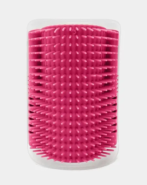 Щетка-чесалка для кошек Semi Brush-comb, Pink с угловым креплением к стене - фото 4