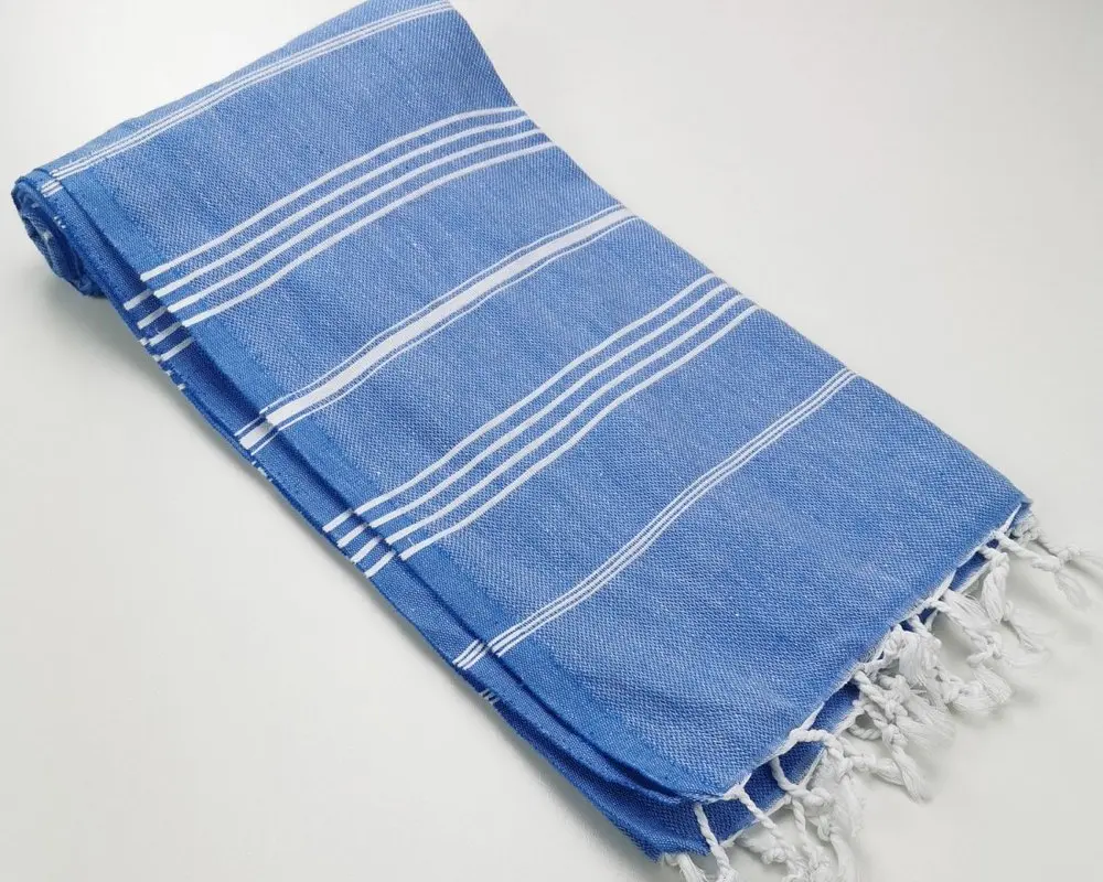 Рушник пештемаль Turkey Towel 100х180 см легкий великий для пляжу басейну бані сауни підстилка на дачу пікнік природу відпустку море Organik синій - фото 4