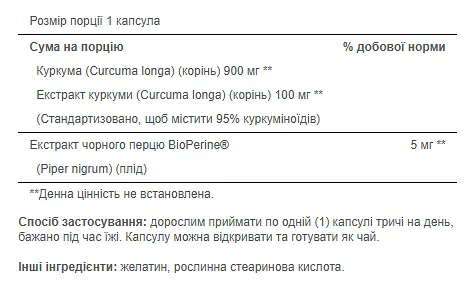Натуральная добавка Puritan’s Pride Turmeric Curcumin 1000 Mg with Bioperine 5 mg 120 капсул - фото 3