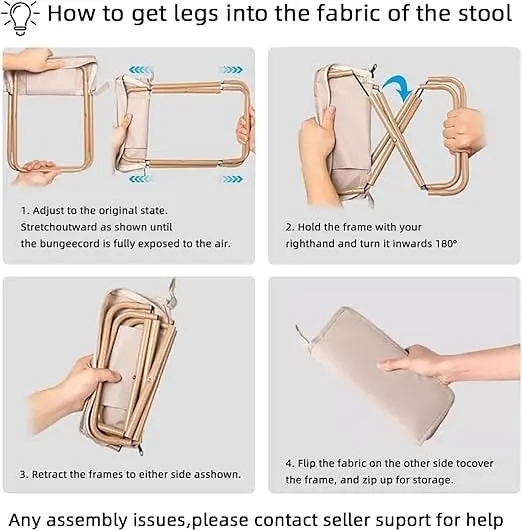 Складний стілець-cумка Market Union 28.5х26х23 см бежевий (1004596) - фото 3