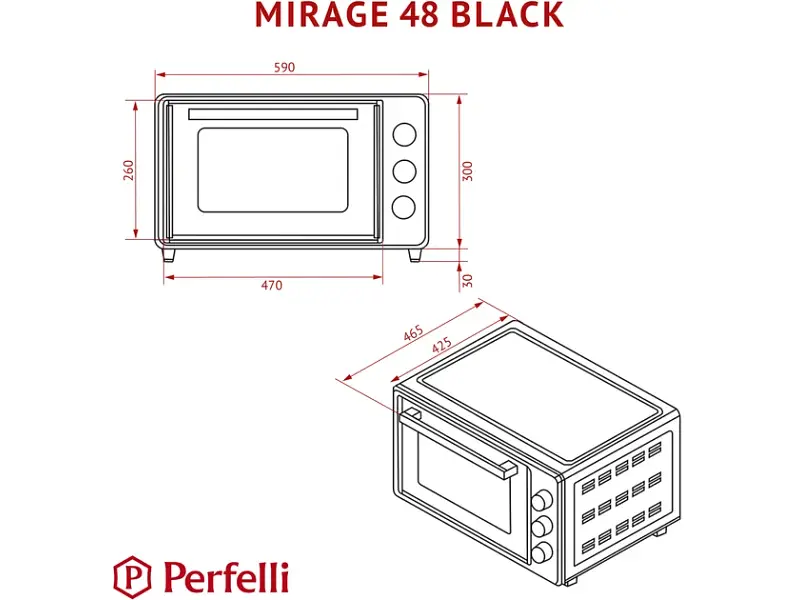 Духовка настільна Perfelli MIRAGE 48 BLACK - фото 8