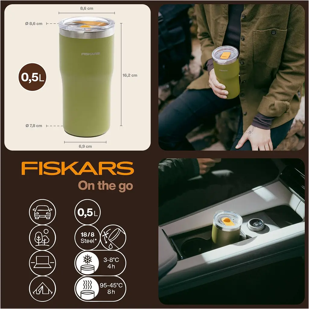 Термокружка Fiskars On-The-Go зелений 500 мл (1078763) - фото 7