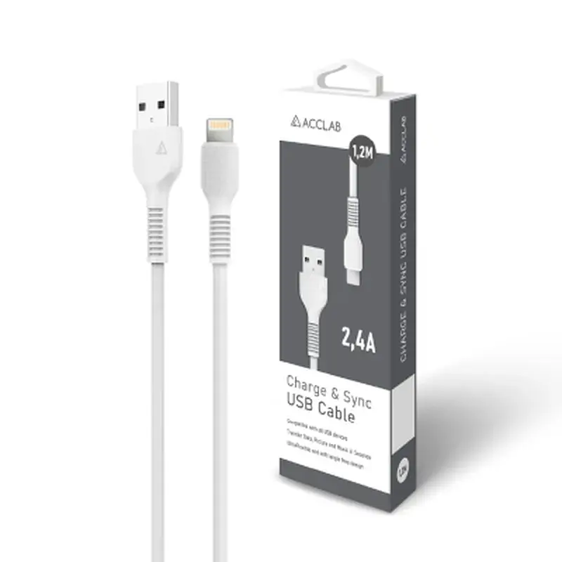 Дата кабель USB 2.0 AM to Lightning 1.2m AL-CBCOLOR-L1WT White ACCLAB (1283126518225) - фото 6